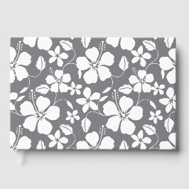 LIVRO DE VISITAS PADRÃO HAWAIIANO HULA (HIBISCUS) EM PEWTER