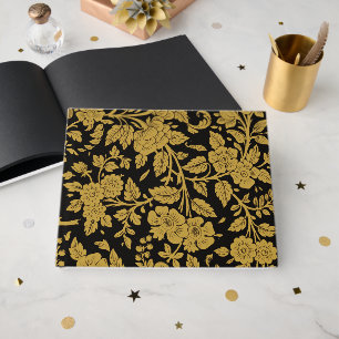 Livro De Visitas Padrão Preto Floral Ouro Antigo Trabalho de Lacage