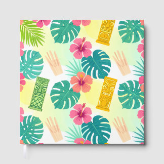 Livro De Visitas Padrão Tiki Havaiano Tropical para Casamento Festa