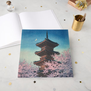 Livro De Visitas Pagode de uma Primavera Japonesa Antiga à Tarde em