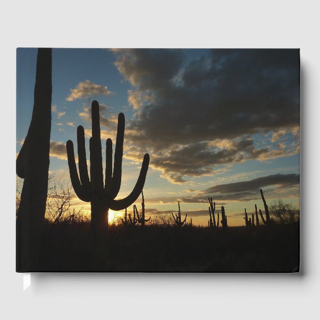 Livro De Visitas Paisagem do Deserto de Arizona Saguaro Sunset II (Frente)
