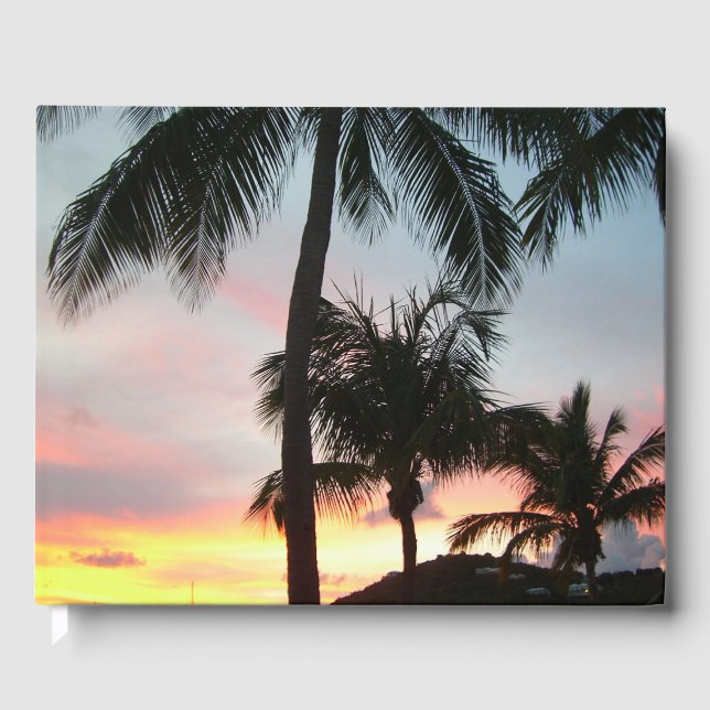 Livro De Visitas Paisagem Tropical de Palms Sunset Fotografia (Frente)