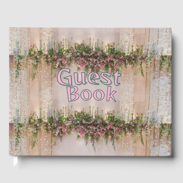 Livro De Visitas Palco de Casamento  (A beautifully designed guest book with floral decorations!)
