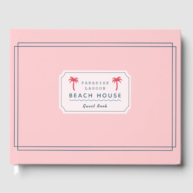 Livro De Visitas Palm Tree Beach House, Rosa, Trendência de Aluguer (Frente)