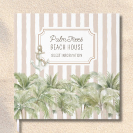 Livro De Visitas Palm Trees Beige Stripes Beach House