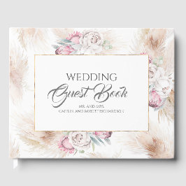 Livro De Visitas Pampas Grass King Protea Floral Casamento