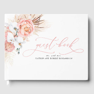 Livro De Visitas Pampas Grass Pink Casado Guest Book