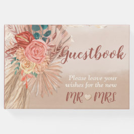 Livro De Visitas Pampas Grass Watercolor Floral Terracotta Ombre