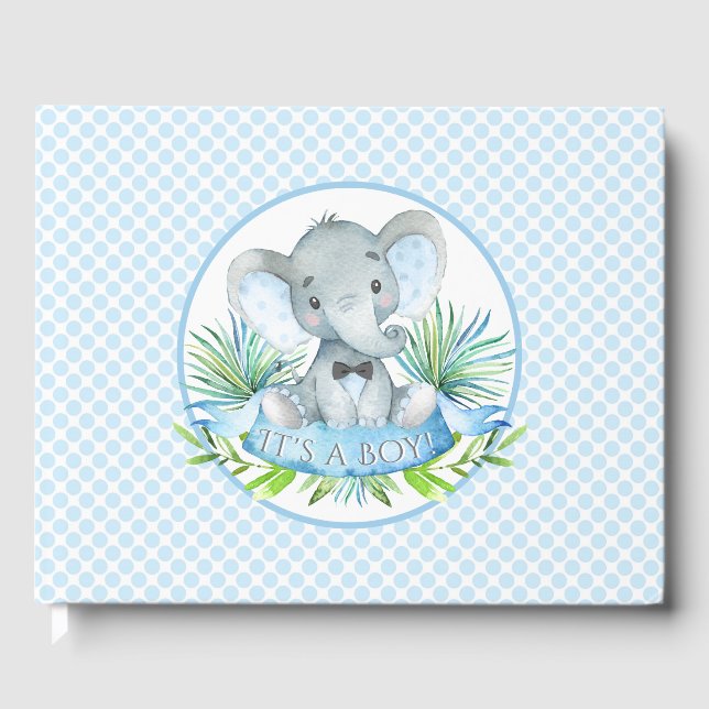 Livro de Visitas para Chá de Bebê de Elefante Meni (Frente)