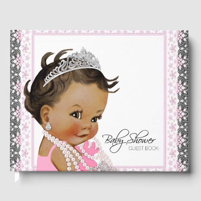 Livro de visitas para chá de bebê de princesa étni (Frente)