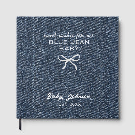 Livro de Visitas para Chá de Bebê Jeans Azul Estil