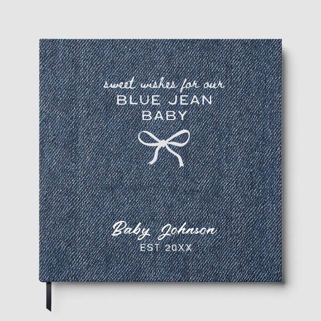 Livro de Visitas para Chá de Bebê Jeans Azul Estil (Frente)