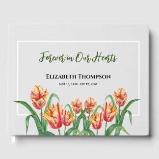 Livro De Visitas Para sempre em nossos corações Tulipas de Aquarela