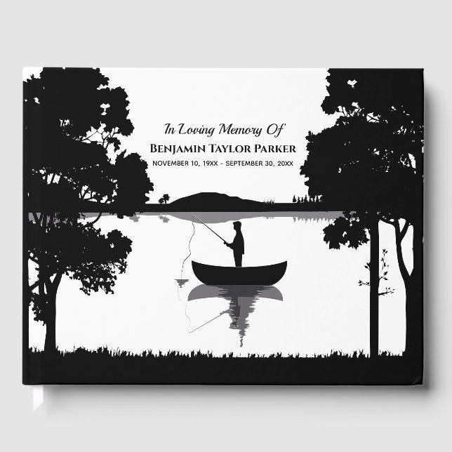 Livro De Visitas Para Sempre Pescar O Funeral Negro E Branco (Frente)