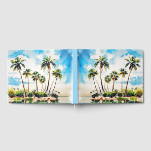Livro De Visitas Paraíso das Ilhas do Caribe Árvores Palmeiras Aqua