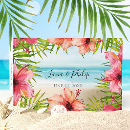 Livro De Visitas Paraíso Insular Praia Tropical Flor Palmeira Casam