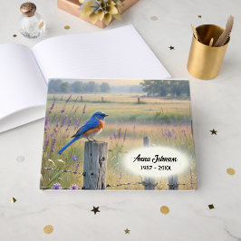 Livro De Visitas Pássaro Azul Em Uma Estaca De Cerca Para Serviço M
