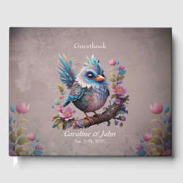 Livro De Visitas Pássaro fantasma majestoso sentado em um galho