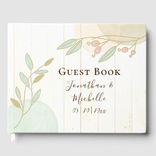 Livro De Visitas Pastel Flores Azul Cor de Água Dourada Rosa