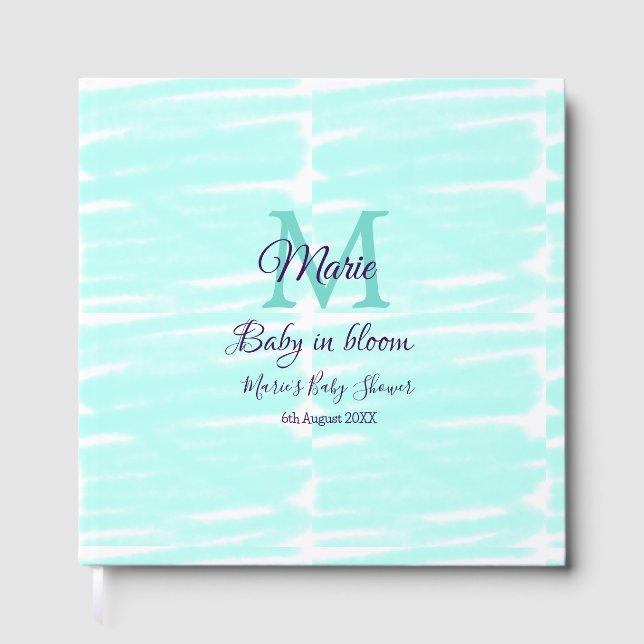 Livro De Visitas Pastel green baby in bloom monogram baby shower te (Frente)