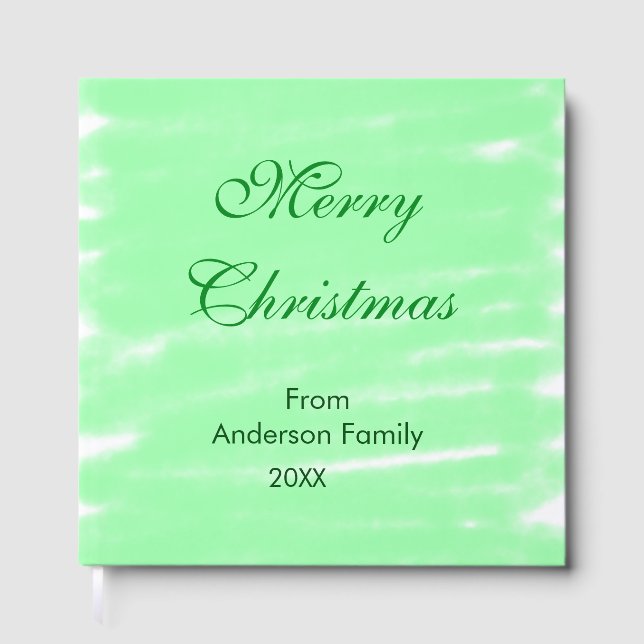 Livro De Visitas Pastel verde aquarela feliz natal moderno (Frente)