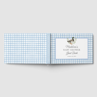 Livro De Visitas Pato-real Azul Xadrez Baby Shower