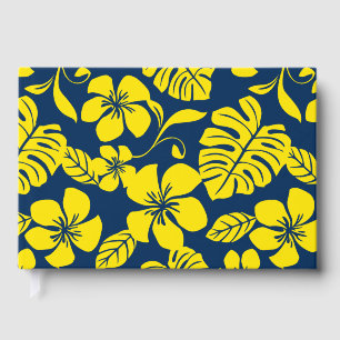 LIVRO DE VISITAS PATRÃO DE BIKINI ROSA EM AZUL ESCURO/AMARELO