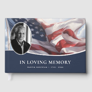 Livro De Visitas Patriótica American Flag Funeral Foto Memorial