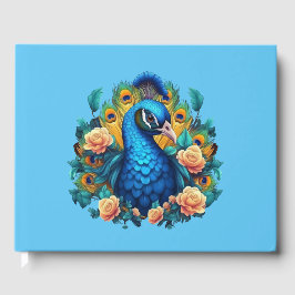 Livro De Visitas Pavão com Rosas de Pêssego