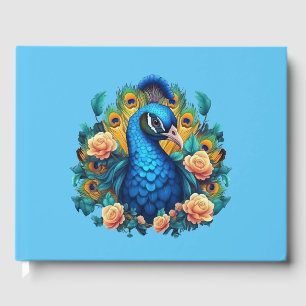 Livro De Visitas Pavão com Rosas de Pêssego