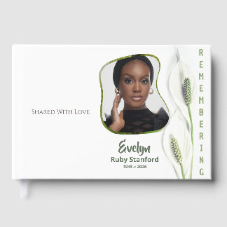 Livro De Visitas Peace Lily Modern Frame Photo Memorial