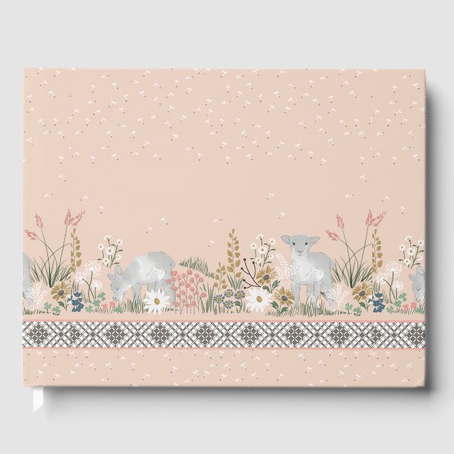 Livro De Visitas Peach Woodland Lamb Guestbook (Frente)