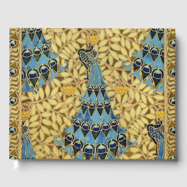 Livro De Visitas Peacocks Birds Rowan Trees Art Nouveau (Frente)