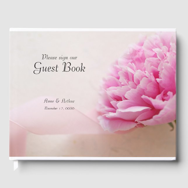 Livro De Visitas Pensão rosa com fita (Frente)