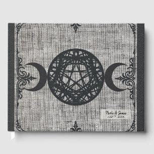 Livro De Visitas Pentagrama da Tríplice Lua da Magia Negra Vintage 
