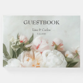 Livro De Visitas Peões brancos buquê com rendas