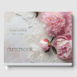 Livro De Visitas Pêonias cor-de-rosa no chão