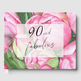 Livro De Visitas Peônias flores 90 Festa de aniversário