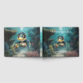 Livro De Visitas Pequena tartaruga marinha explorando com sua amiga