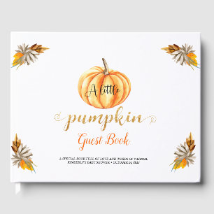 Livro De Visitas Pequeno Chá de fraldas Pumpkin Laranja