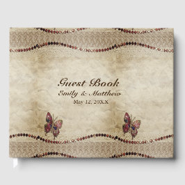 Livro De Visitas Pergaminho Antiguo, rendas, Miçangas brilhantes e 