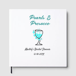 Livro De Visitas Pérolas e prosecco chá de noiva azul preto nome 