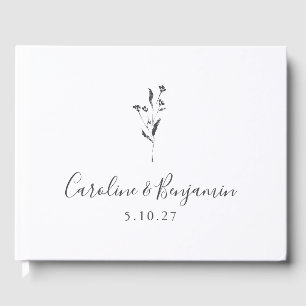 Livro De Visitas Personalização de Casamento de Boho Branco com Scr
