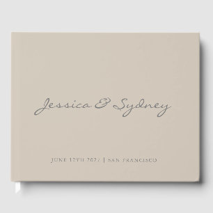 Livro De Visitas Personalização de Casamento de Script Beige Taupe