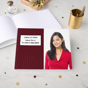 Livro De Visitas Personalização Vermelha de Foto para Graduação Ele