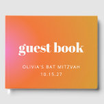 Livro De Visitas Personalizado Bat Mitzvah Único com Gradiente Lara<br><div class="desc">Gradiente Cor-de-Rosa Laranja Cor-de-Rosa Único Bat Mitzvah Personalizado Obrigado Livro Convidado</div>