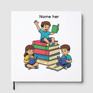 Livro de Visitas Personalizado Crianças Lendo Livr