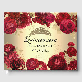 Livro De Visitas Personalizado de Quinceanera do Elegante Dourado R