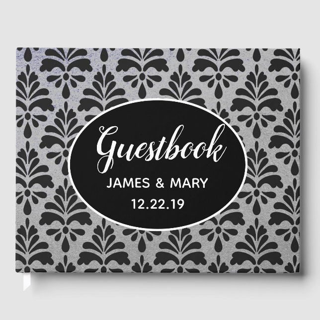 Livro De Visitas Personalizado em Pewter e Branco (Frente)