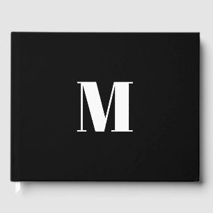 Livro De Visitas Personalizar o monograma preto branco inicial